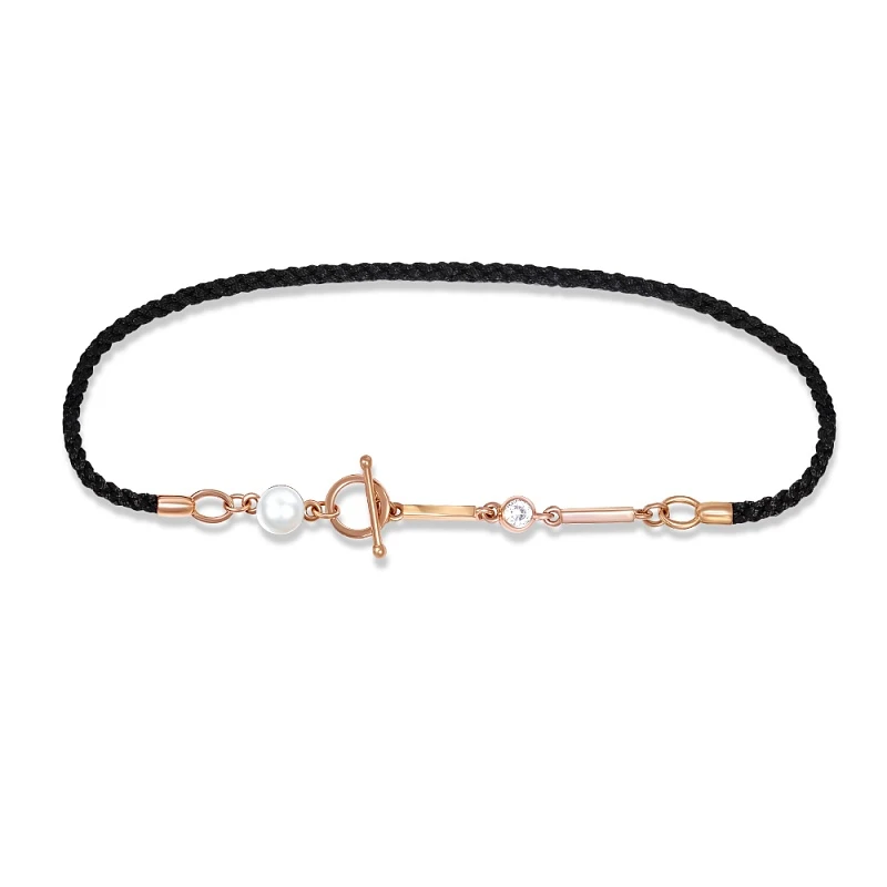 Шнурок  из красного золота с жемчугом