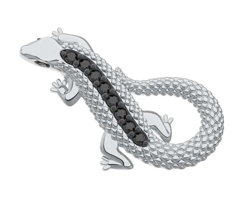 Брошь  серебряная с фианитом