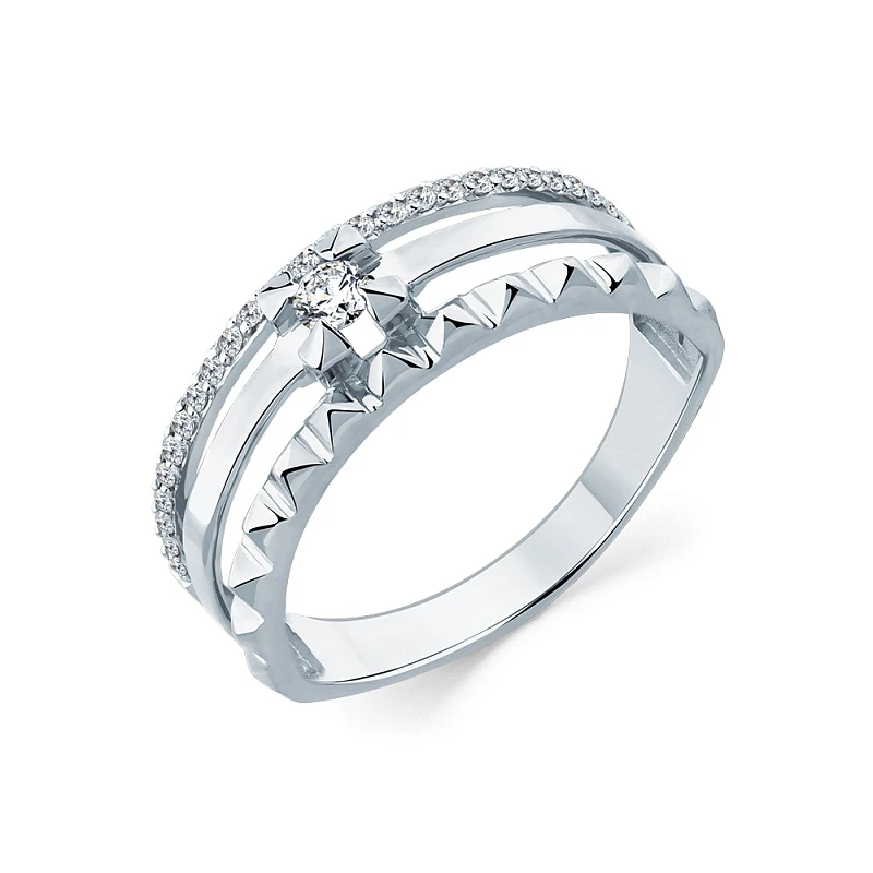 Кольцо  из белого золота с природным бриллиантом