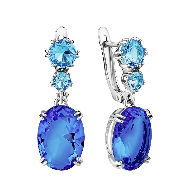 Серьги  серебряные с кварцем