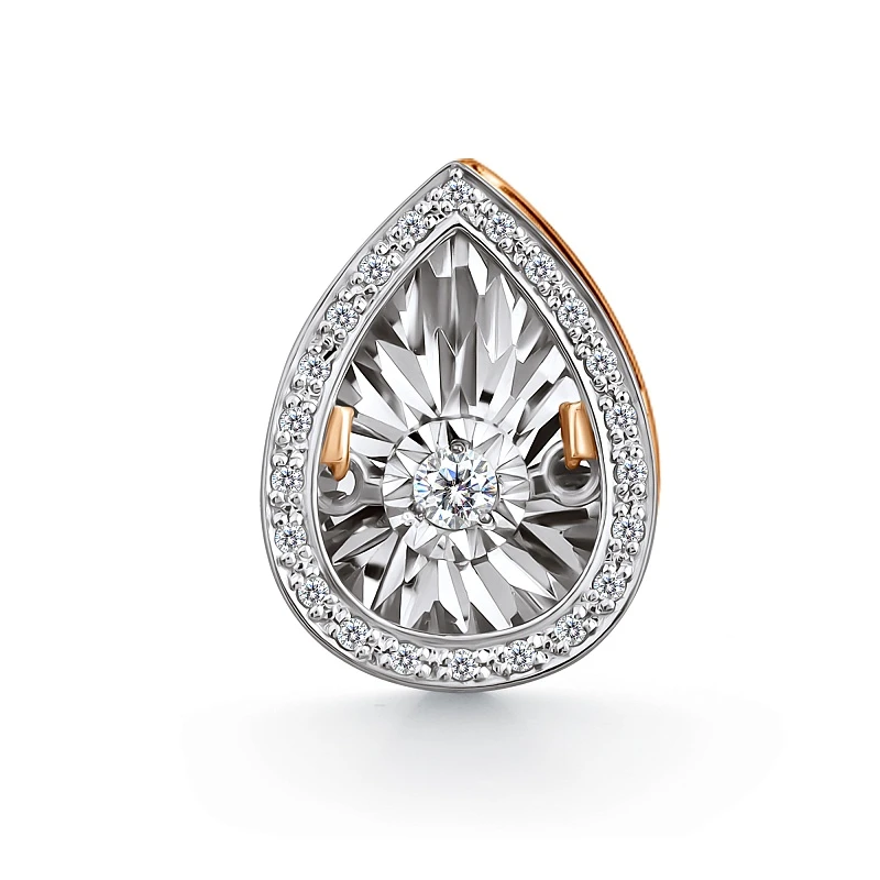 Подвеска  из комбинированного золота с природным бриллиантом