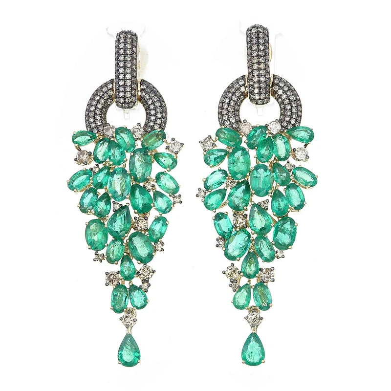 Серьги  золотые с изумрудом