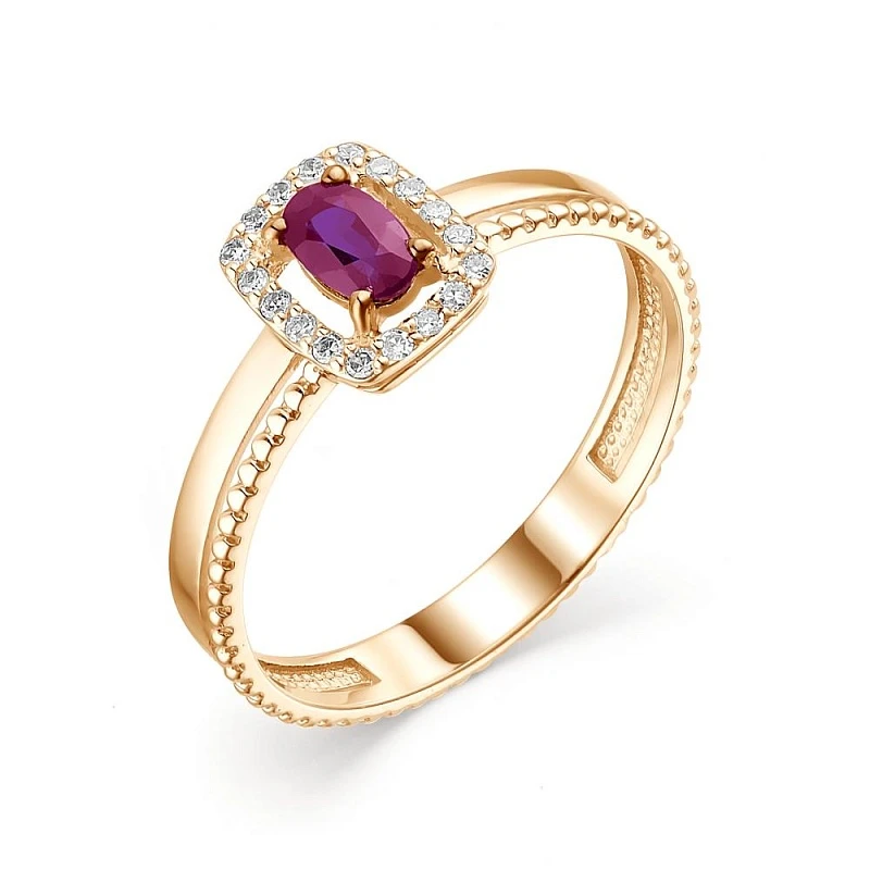 Кольцо  из красного золота с рубином