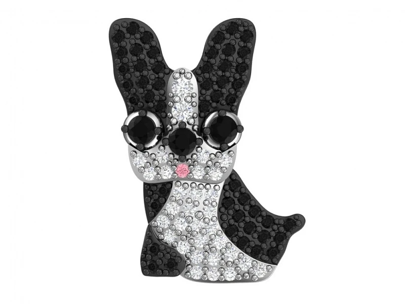 Брошь  серебряная с фианитом