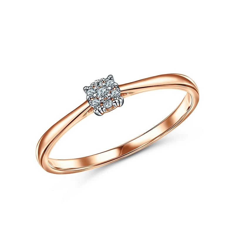 Кольцо  из красного золота с природным бриллиантом