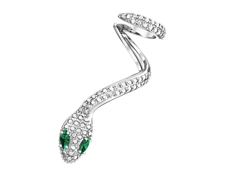 Пирсинг  серебряный с фианитом