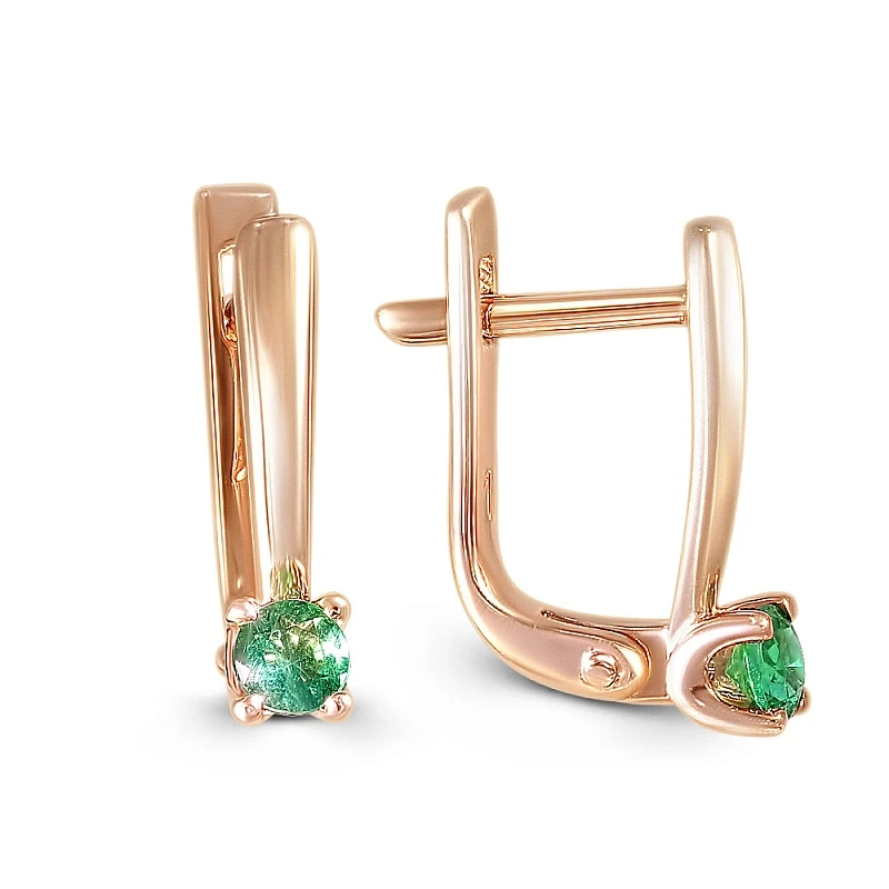 Серьги  из красного золота с фианитом