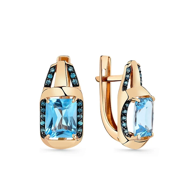 Серьги  из красного золота с топазом