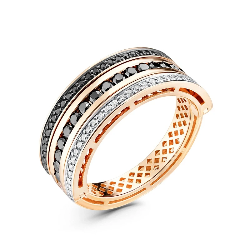 Кольцо  из красного золота с природным бриллиантом