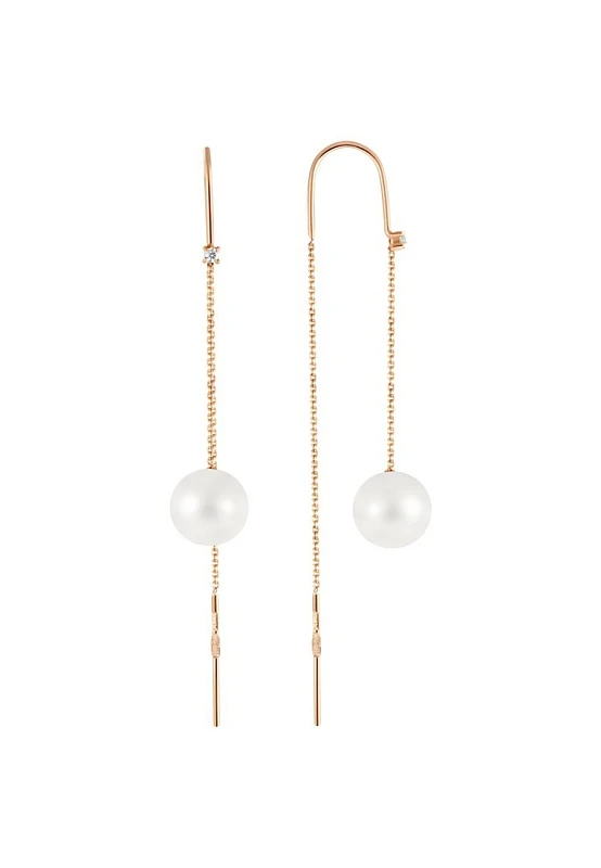 Серьги  из красного золота с жемчугом