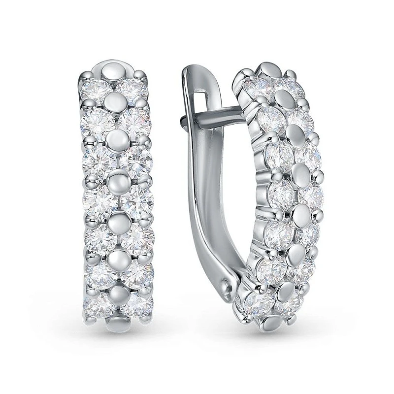 Серьги  из красного золота с выращенным бриллиантом