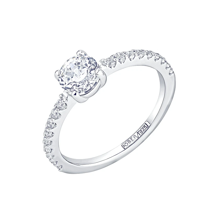 Кольцо  серебряное с фианитом