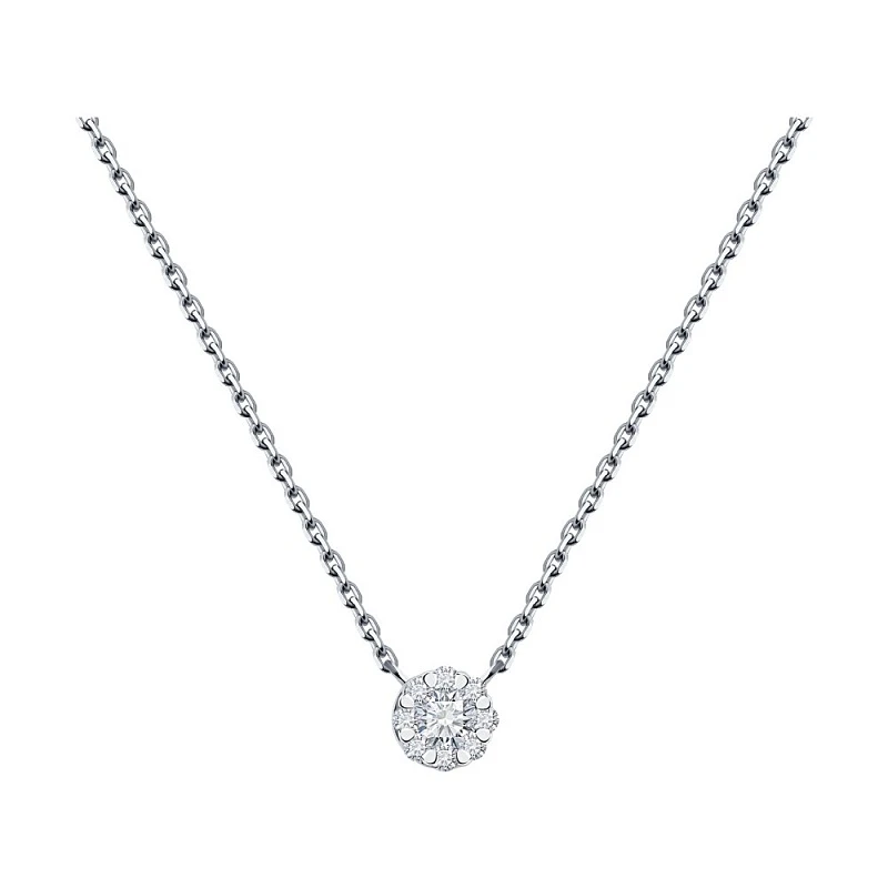 Колье  из белого золота с природным бриллиантом