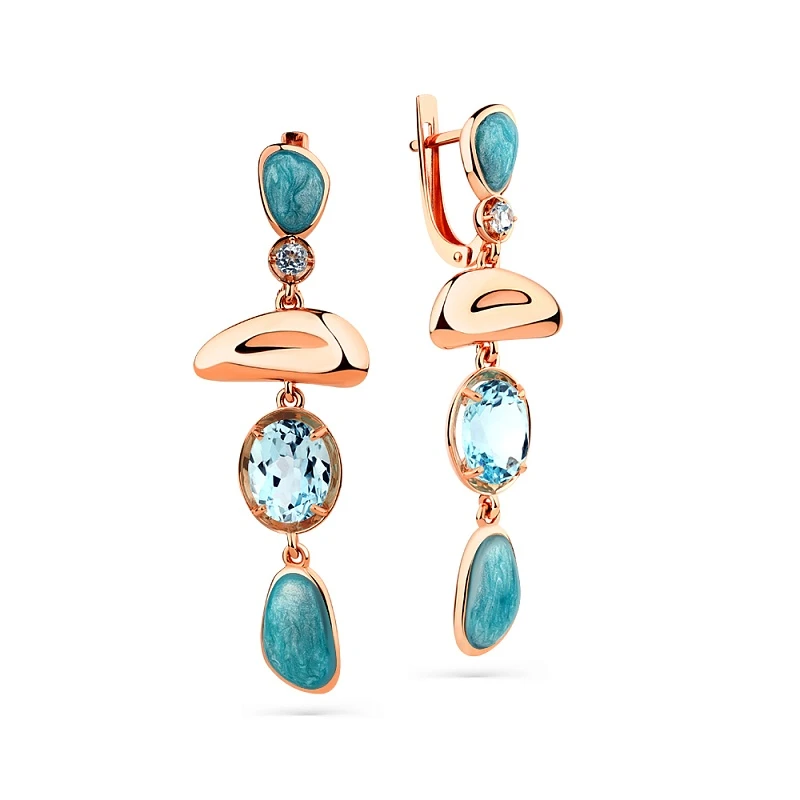 Серьги  из красного золота с топазом