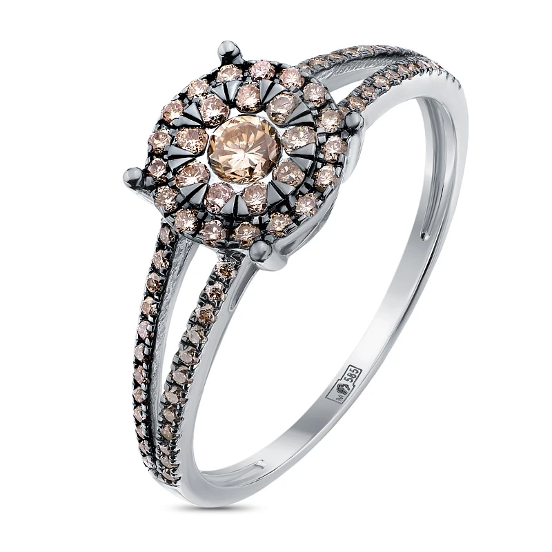 Кольцо  из белого золота с природным бриллиантом