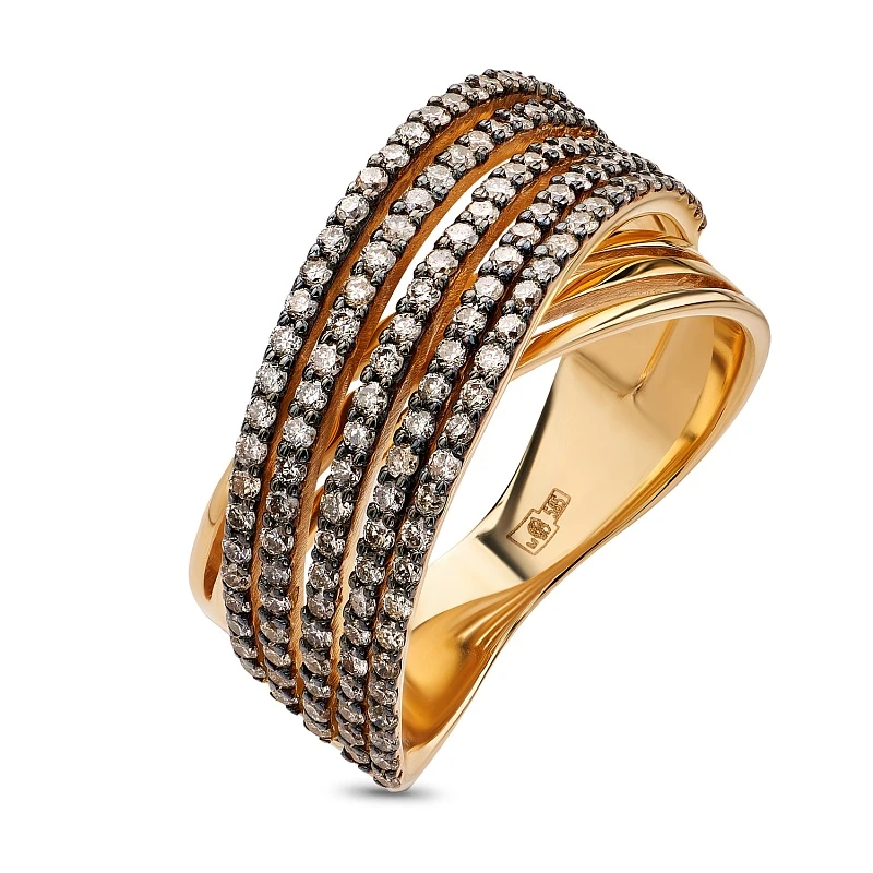 Кольцо  из красного золота с природным бриллиантом