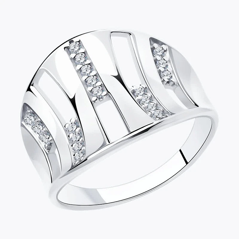 Кольцо  серебряное с фианитом