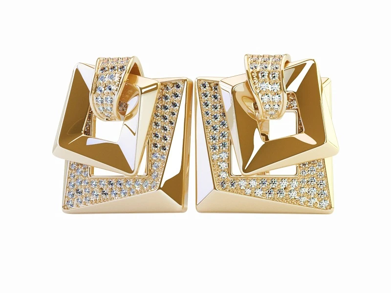 Серьги  из красного золота с фианитом