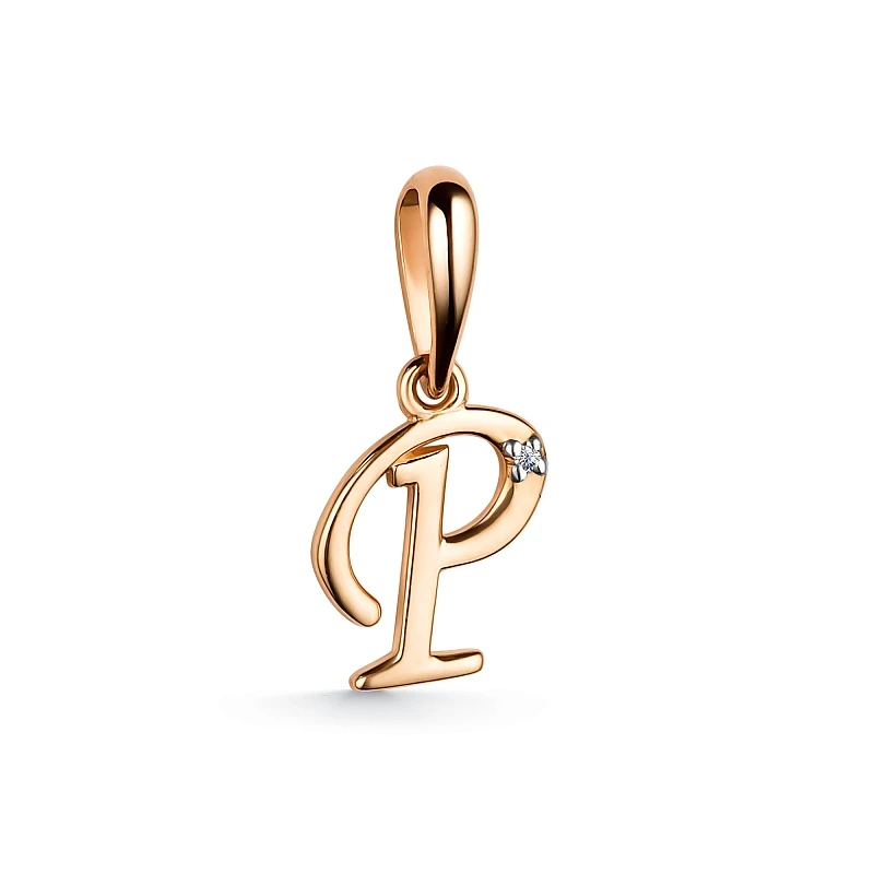 Подвеска  из красного золота с бриллиантом