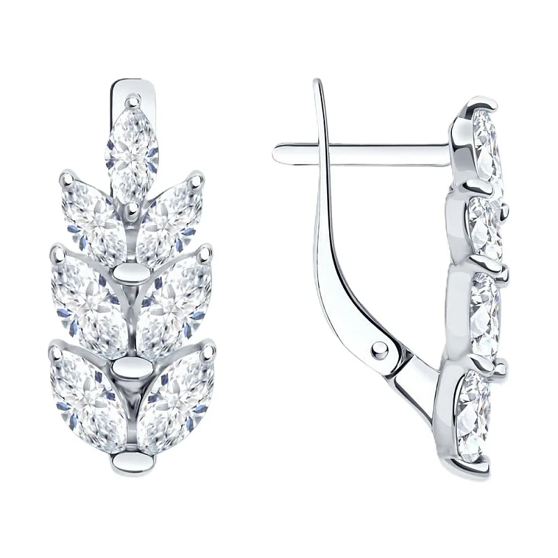 Серьги  серебряные с фианитом