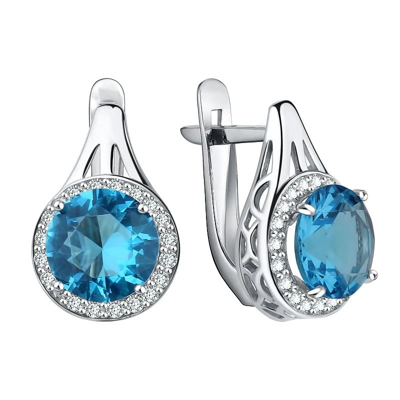 Серьги  серебряные с фианитом