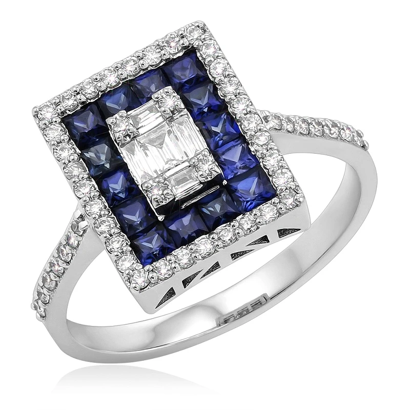 Кольцо  из белого золота с сапфиром