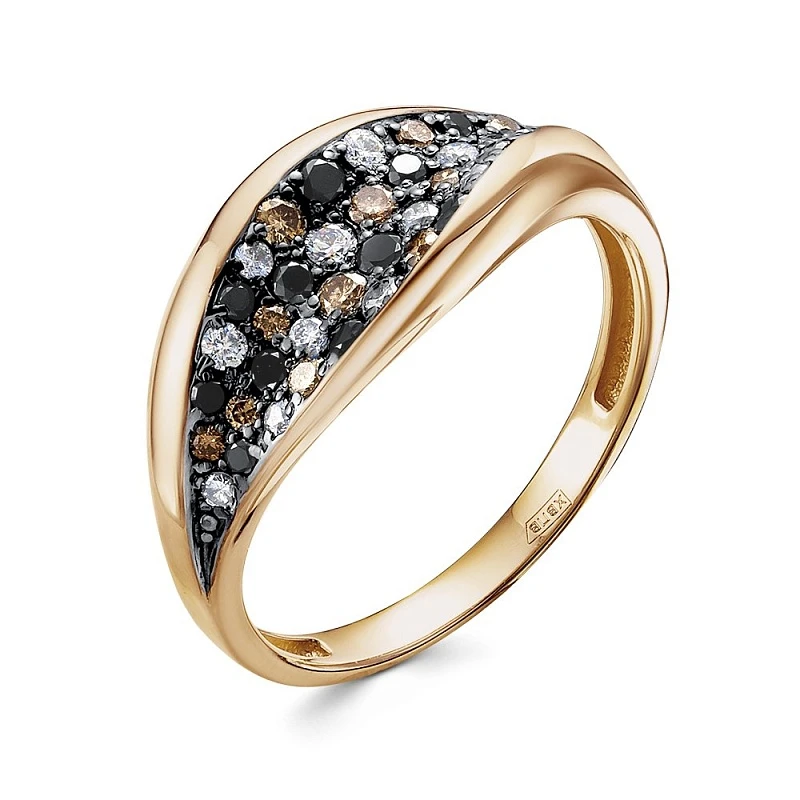 Кольцо  из красного золота с природным бриллиантом