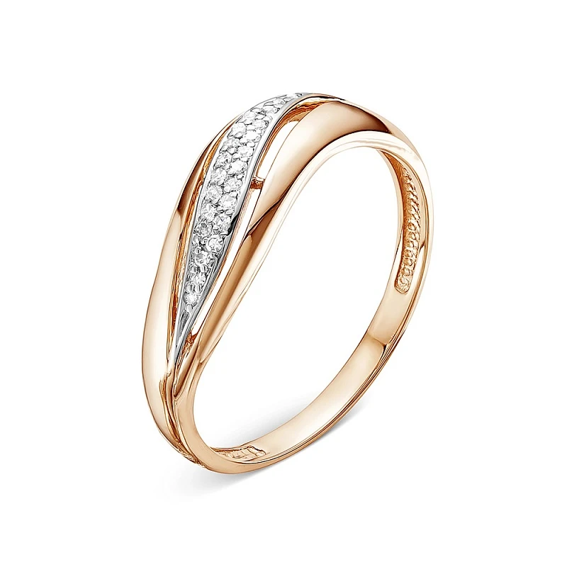 Кольцо «Весна» из красного золота с бриллиантом