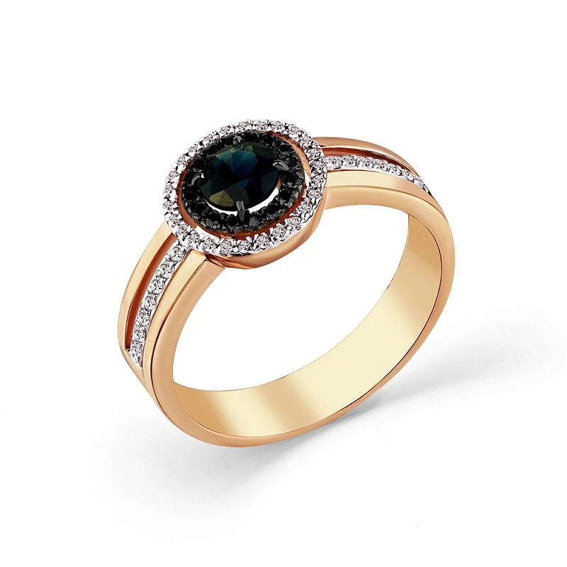 Кольцо  из красного золота с сапфиром