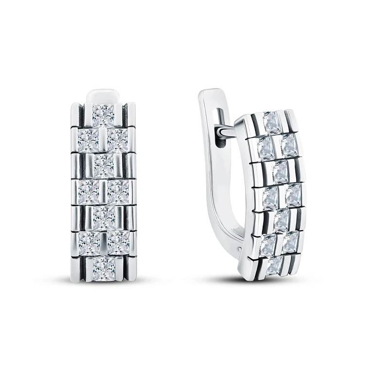 Серьги  серебряные с фианитом