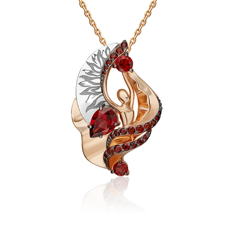 Подвеска  из красного золота с гранатом