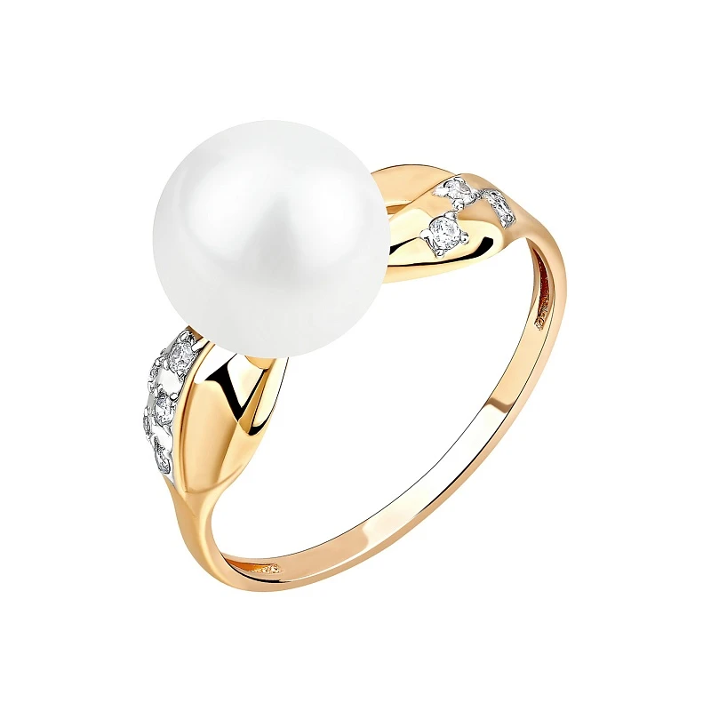 Кольцо  из красного золота с жемчугом