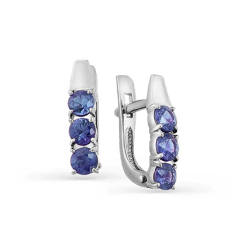 Серьги  из белого золота с сапфиром