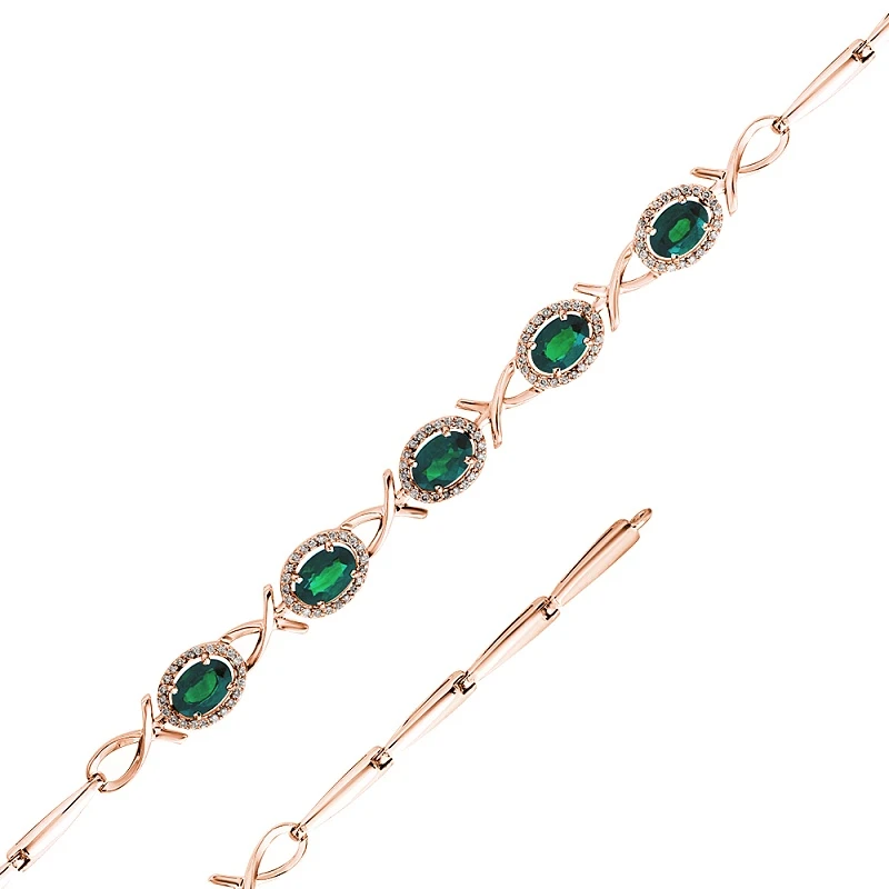 Браслет  из красного золота с изумрудом