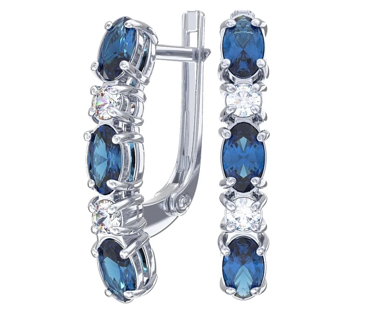 Серьги  серебряные с кварцем