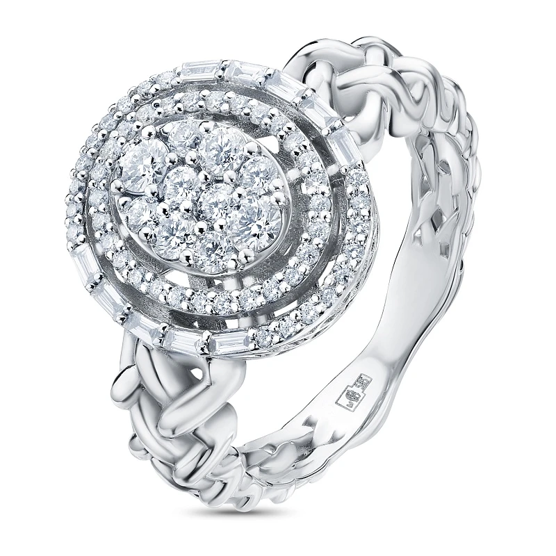 Кольцо  из белого золота с природным бриллиантом