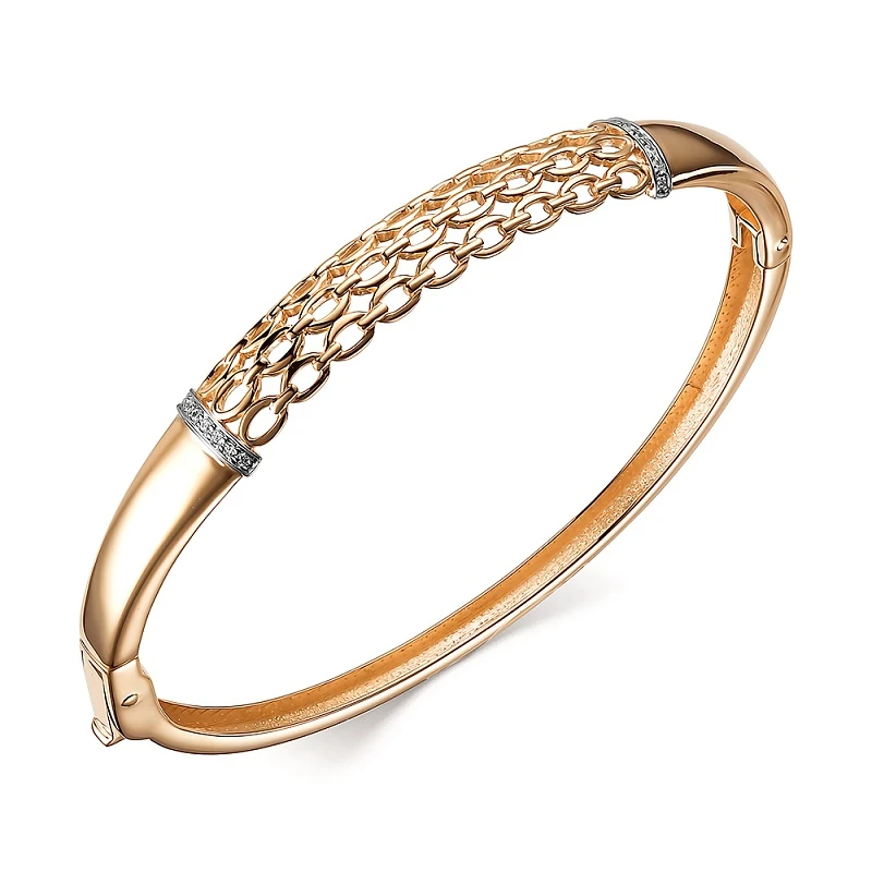 Браслет  из красного золота с фианитом