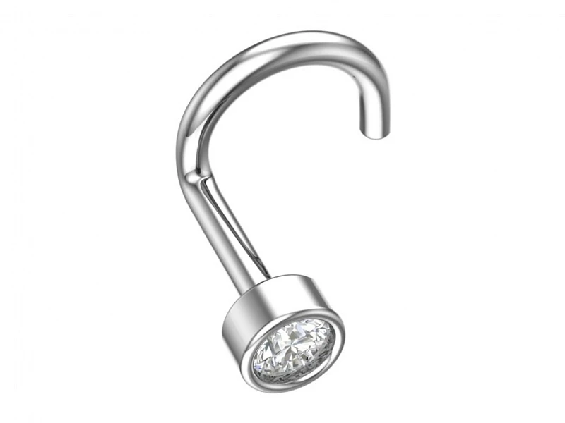 Пирсинг  серебряный с фианитом