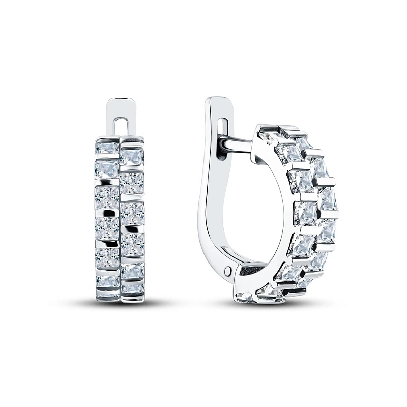 Серьги  серебряные с фианитом