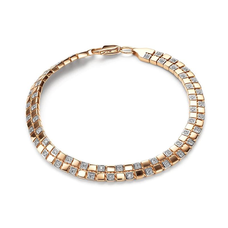 Браслет  из красного золота с фианитом