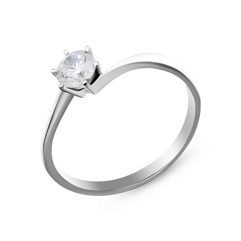 Кольцо  из белого золота с природным бриллиантом