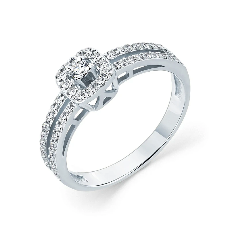 Кольцо  из белого золота с природным бриллиантом