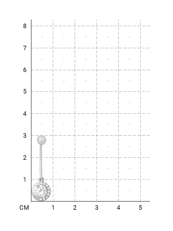 Пирсинг  серебряный с фианитом