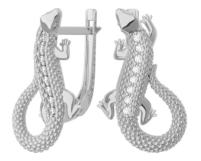 Серьги  серебряные с фианитом