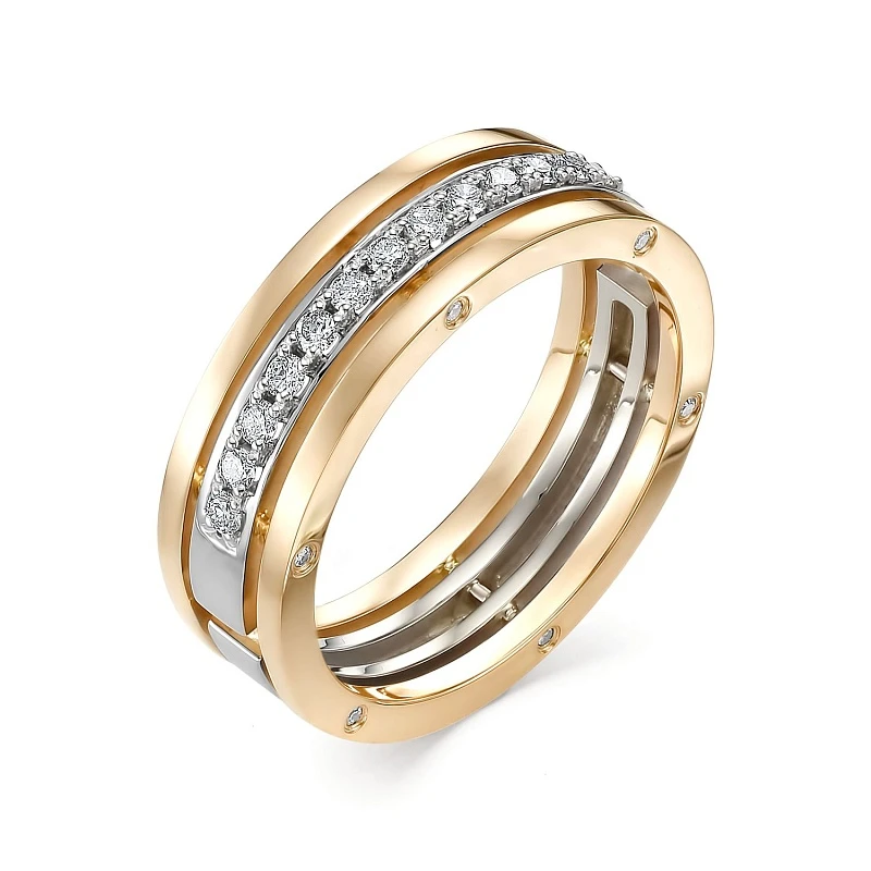 Кольцо  из комбинированного золота с природным бриллиантом