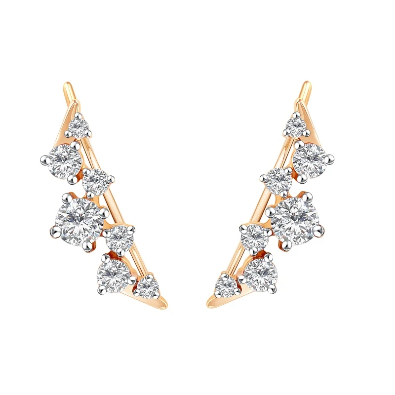 Серьги  из красного золота с фианитом