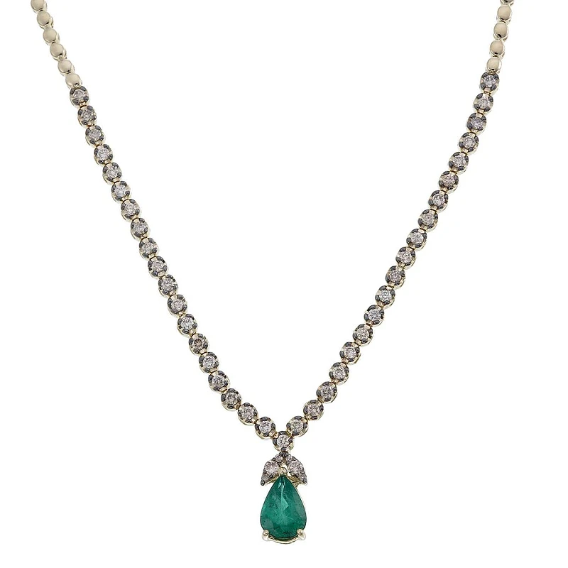 Колье  золотое с изумрудом