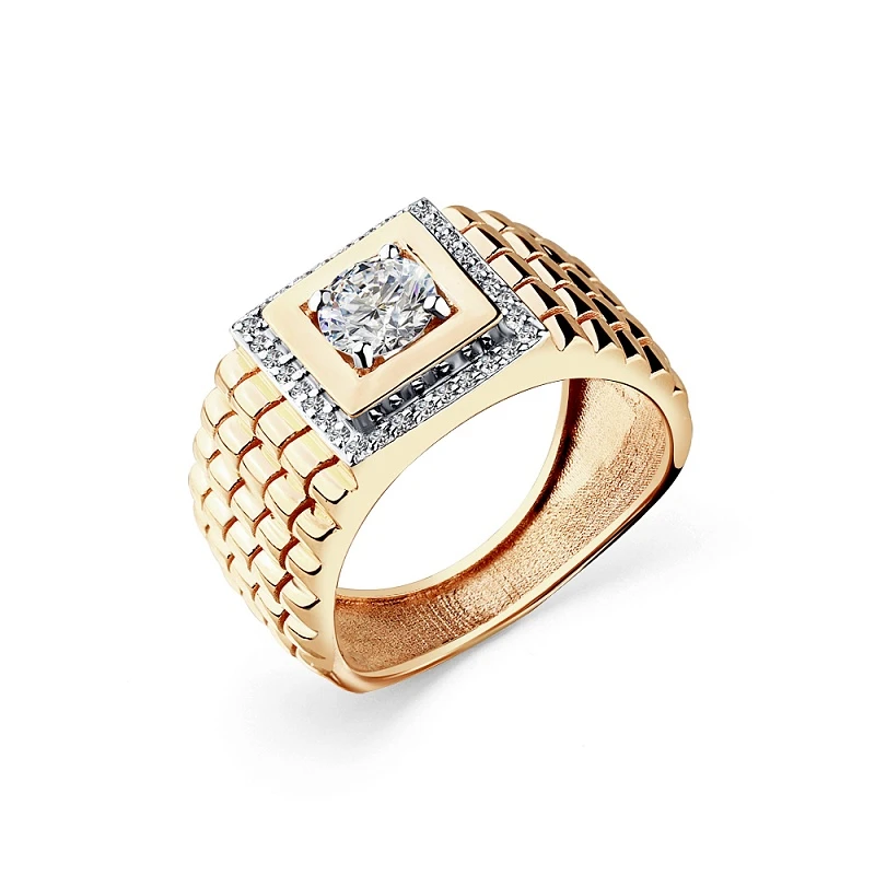 Кольцо  из красного золота с фианитом