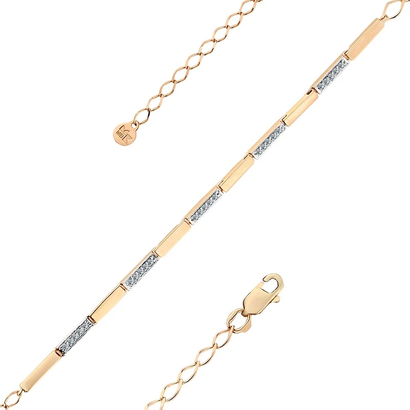 Браслет  из красного золота с природным бриллиантом