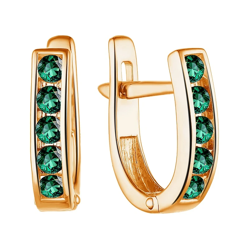 Серьги  из красного золота с фианитом